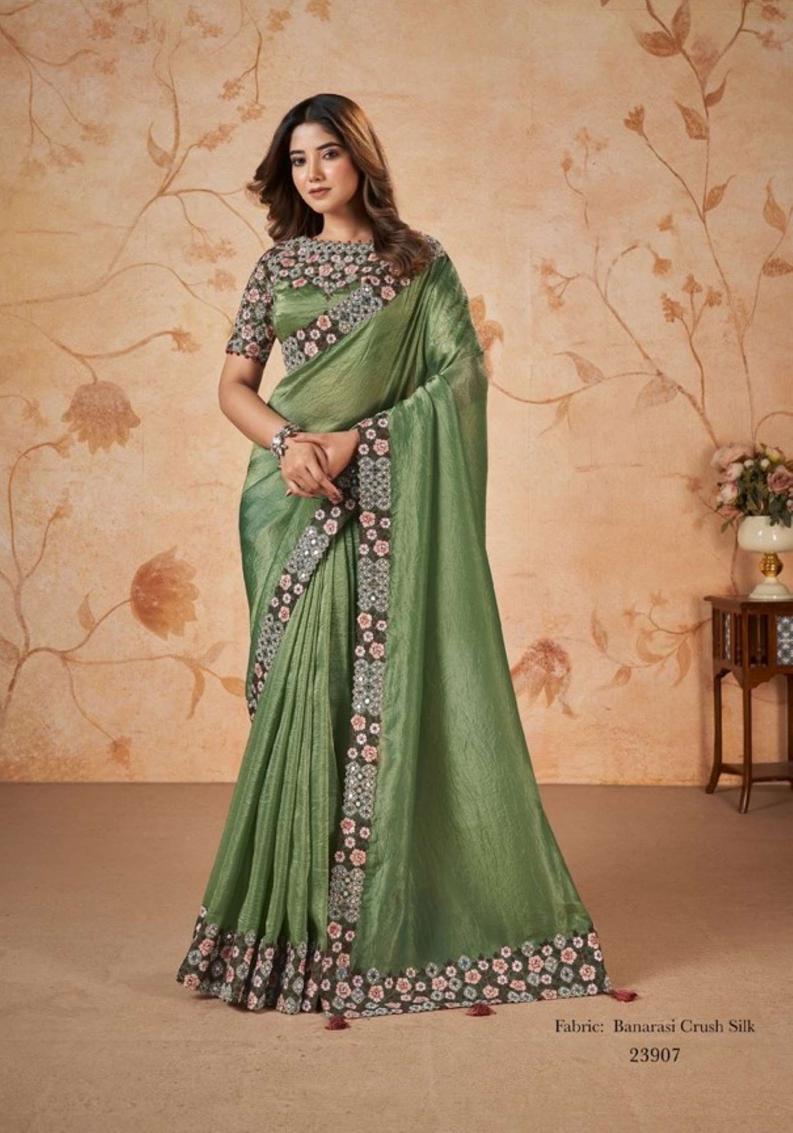 Mahotasav Dakshika Party Wear Satin Chiffon Silk Sarees