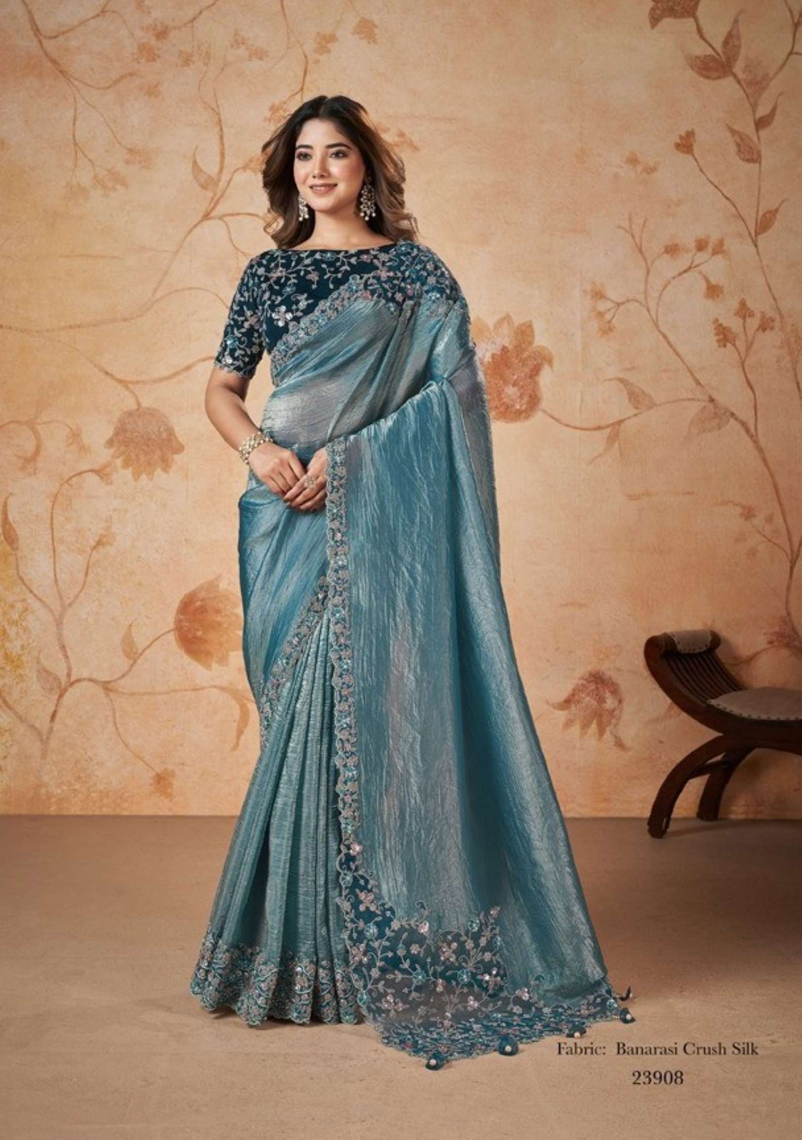 Mahotasav Dakshika Party Wear Satin Chiffon Silk Sarees