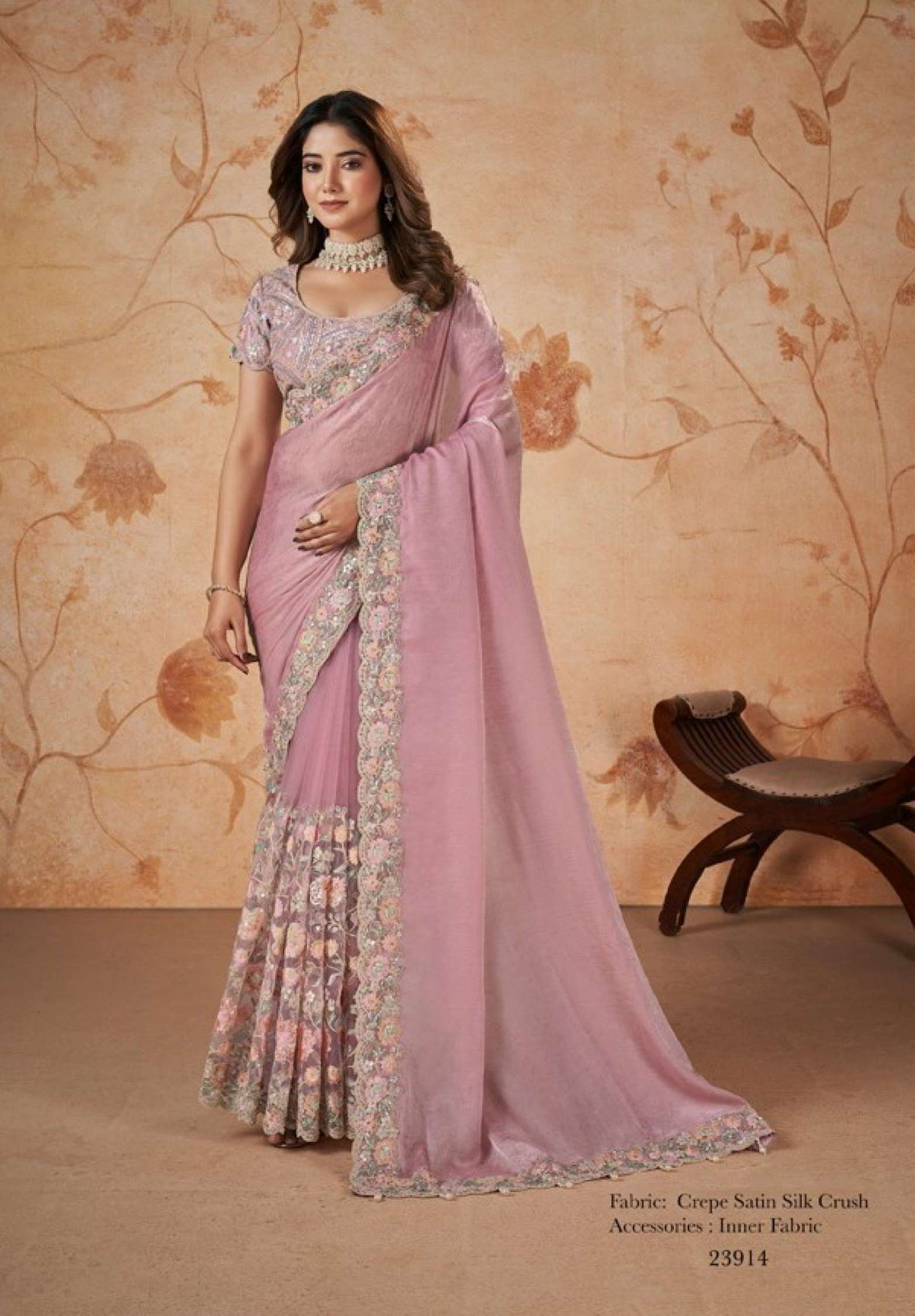 Mahotasav Dakshika Party Wear Satin Chiffon Silk Sarees