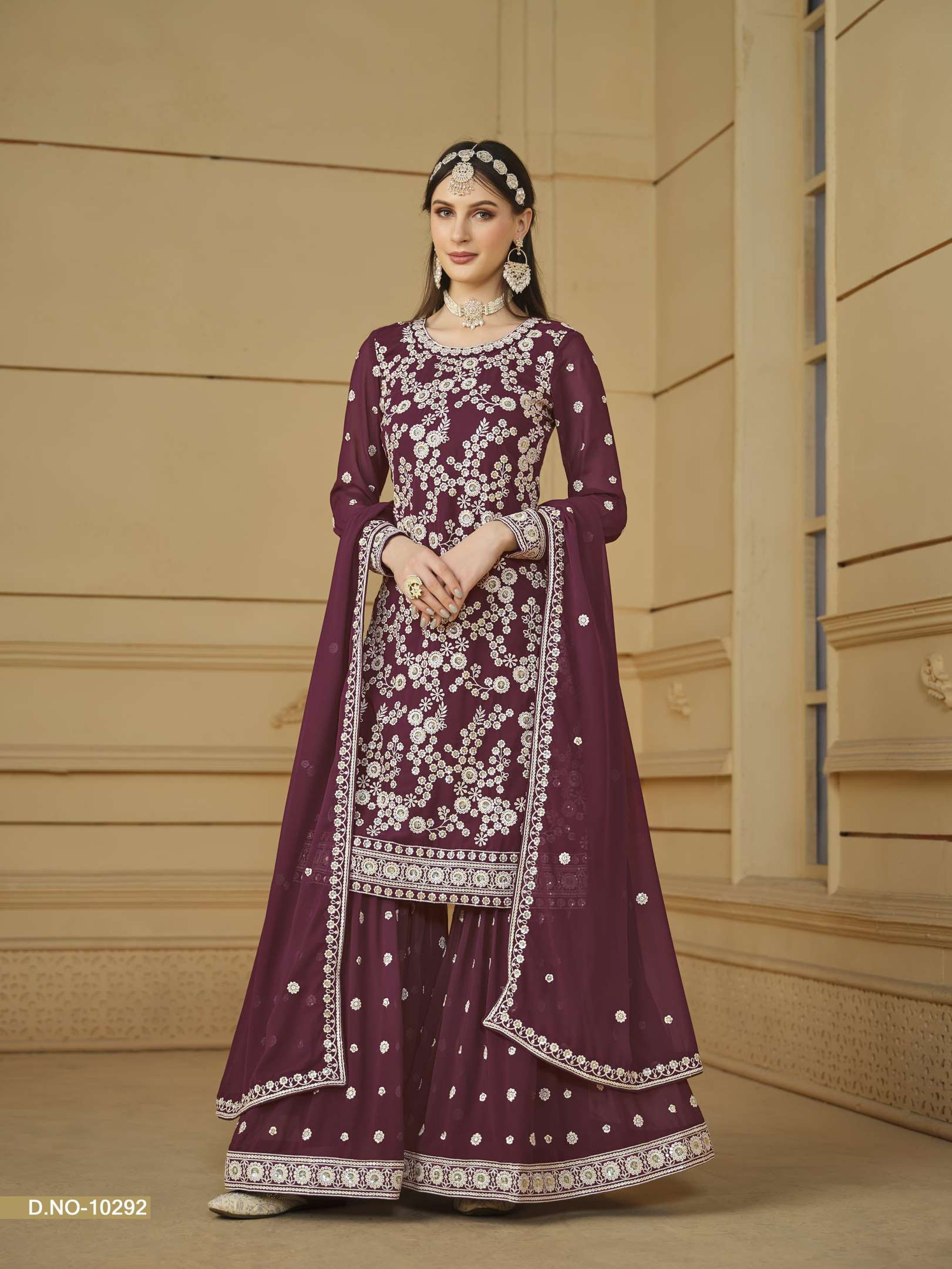 Sumshy Anjubaa Faux Georgette Embroidery Readymade Dress