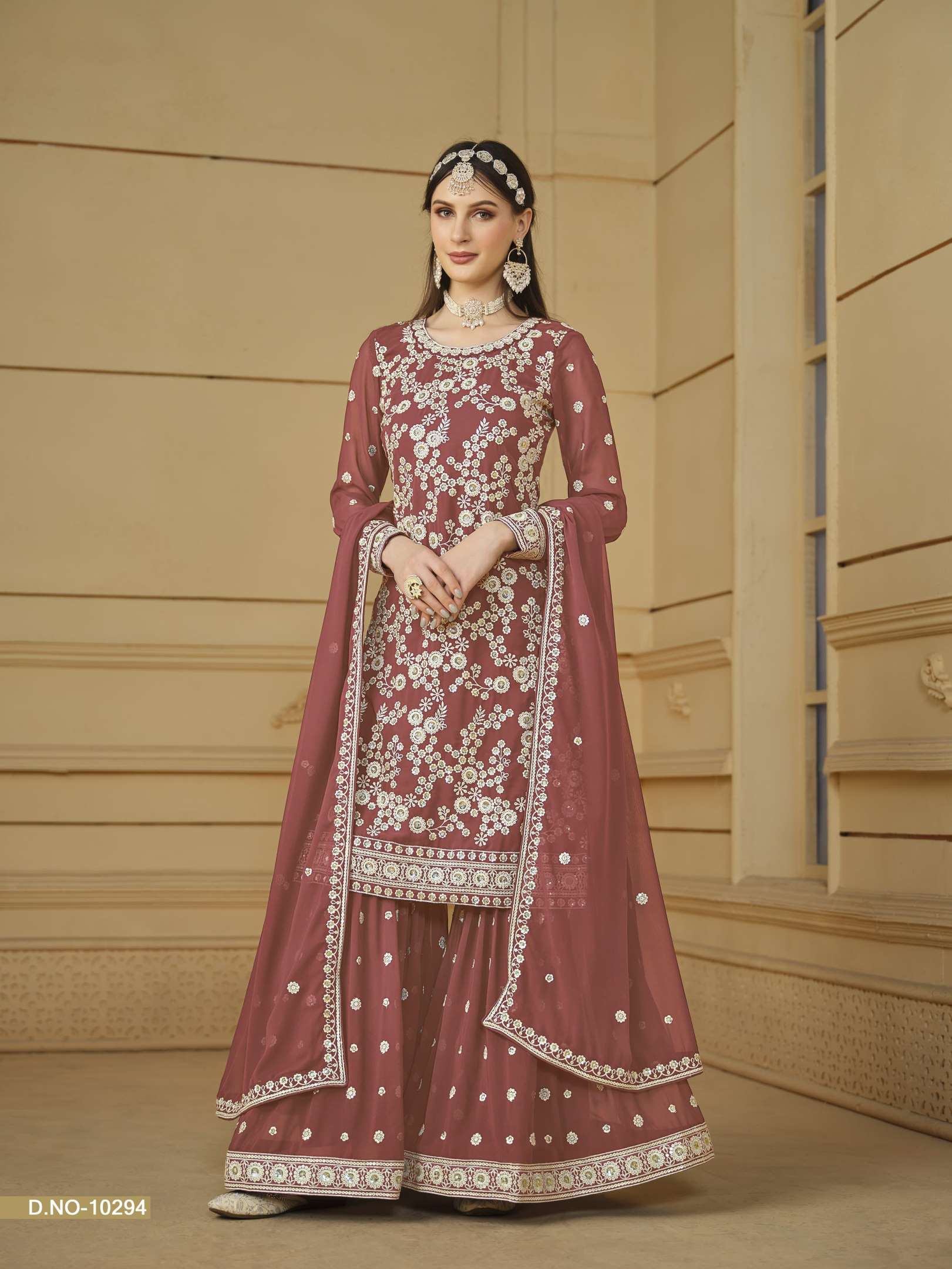 Sumshy Anjubaa Faux Georgette Embroidery Readymade Dress