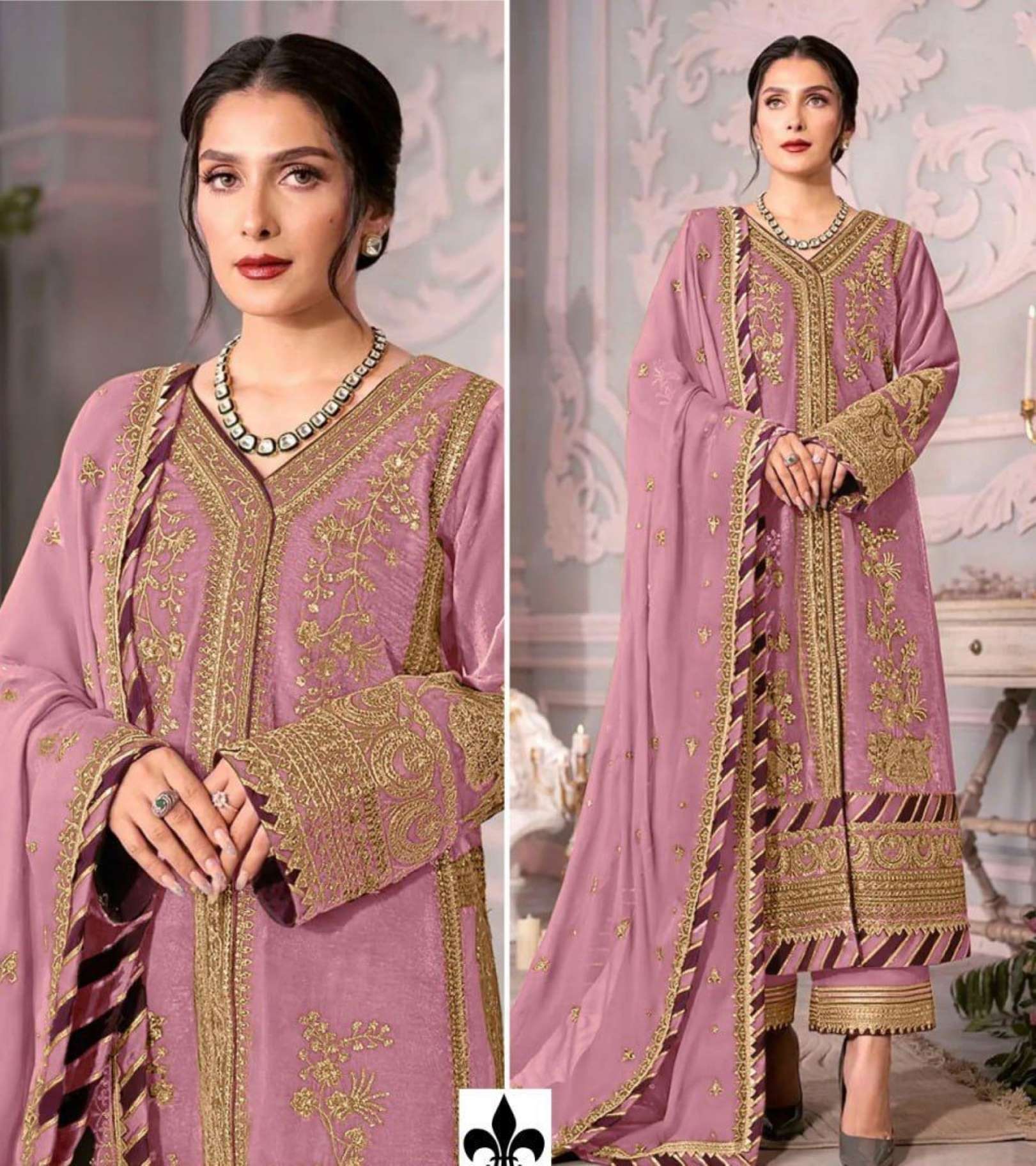 Sumshy Heavy Georgette With Embroidery Work Dress Material