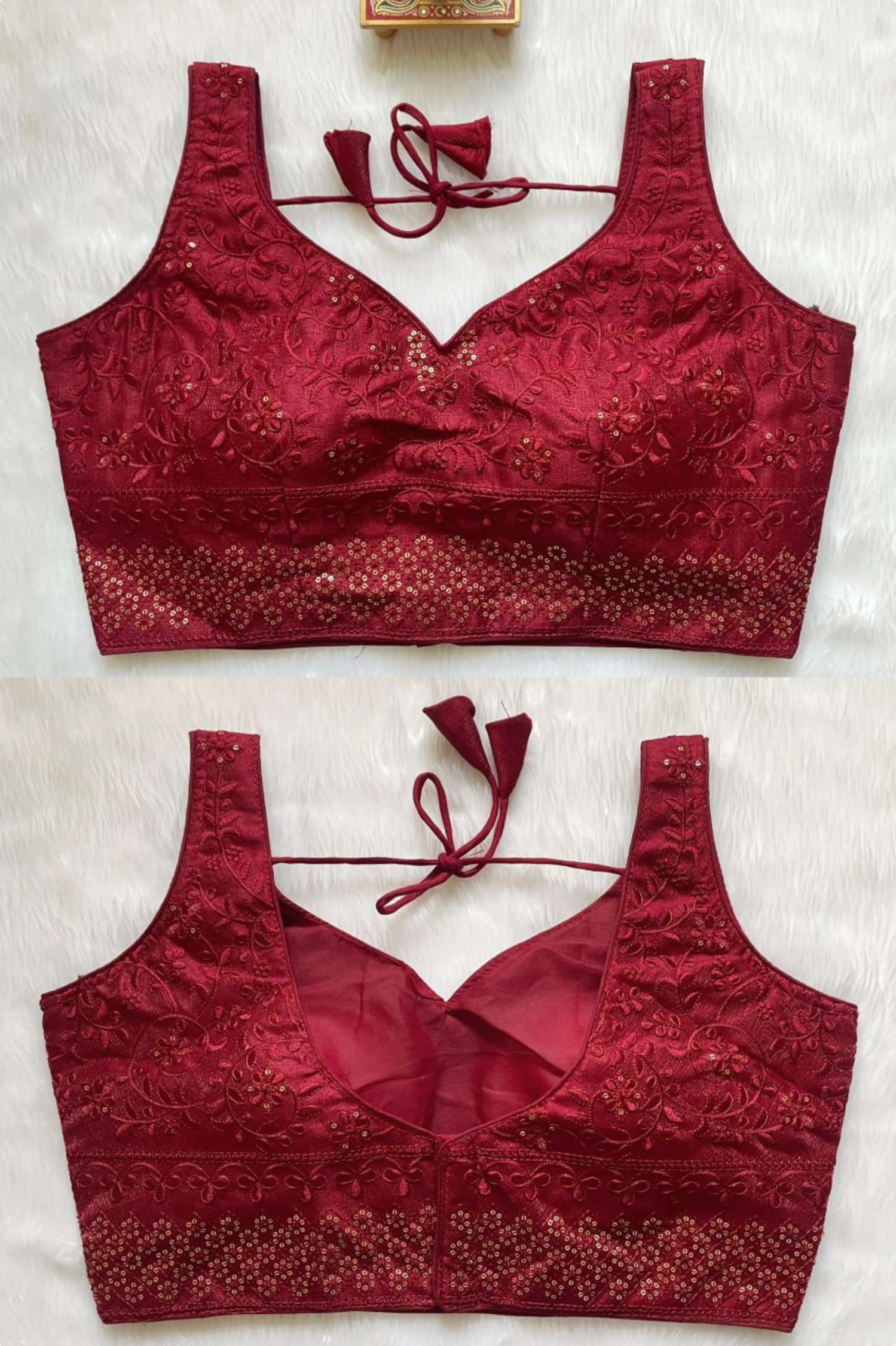 Sumshy New Design Embroidery Milan Silk Readymade Blouse