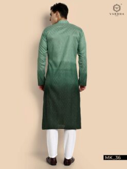 Sumshy Traditional Wear Green Cotton Kurta Pajama For Mens