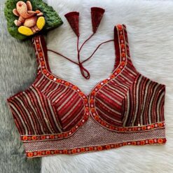 Sumshy Wedding Wear Embroidery Pure Velvet Sequence Blouse