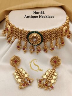 Sumshy Latest Party Wear Gold Antique Necklace Set