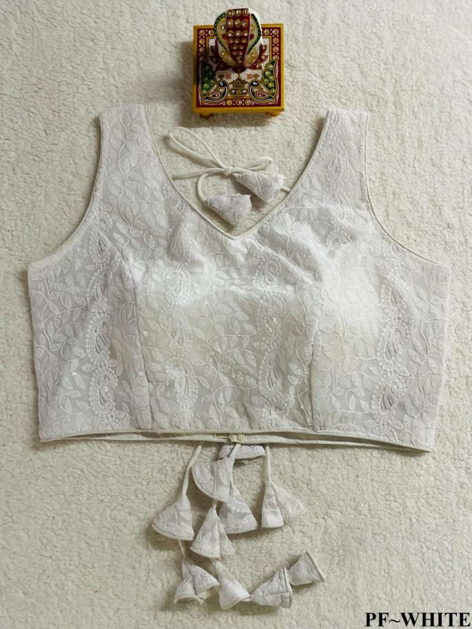 Sumshy Wedding Wear Chickenkari Georgette Readymade Blouse