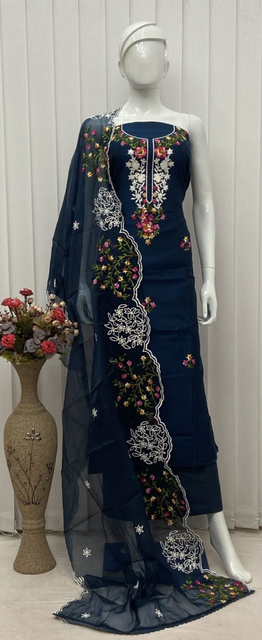 Sumshy Kanika Fancy Dress Material With Embroidery Work