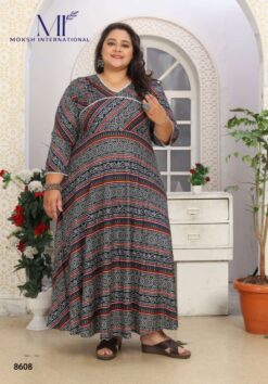 Moksh International Badni Printed Rayon Gown