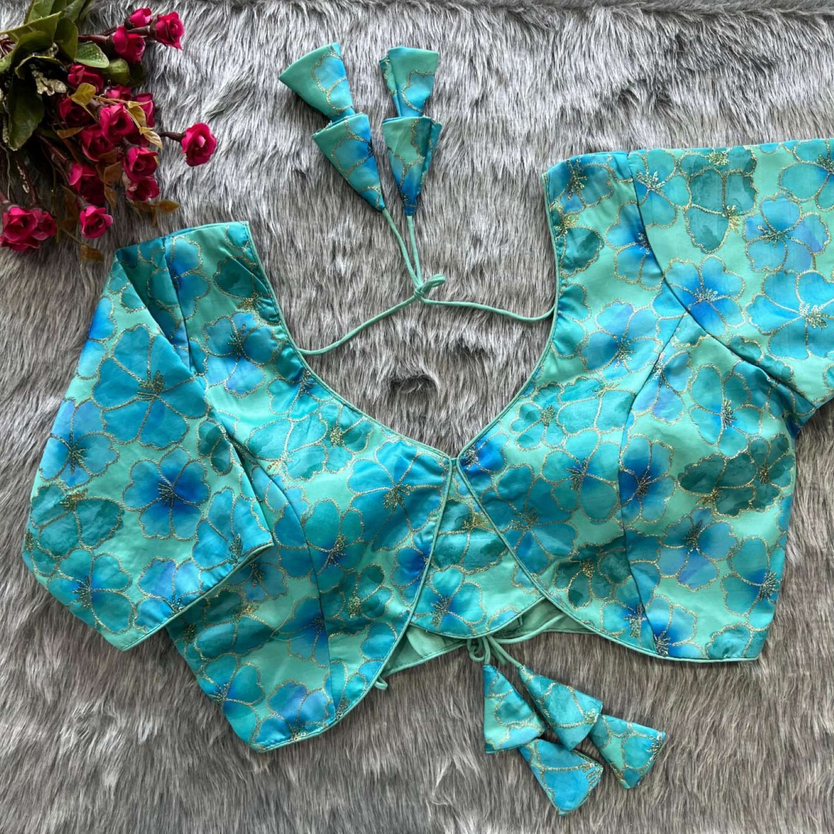 Sumshy Latest Party Wear Embroidery Malai Silk Designer Blouse