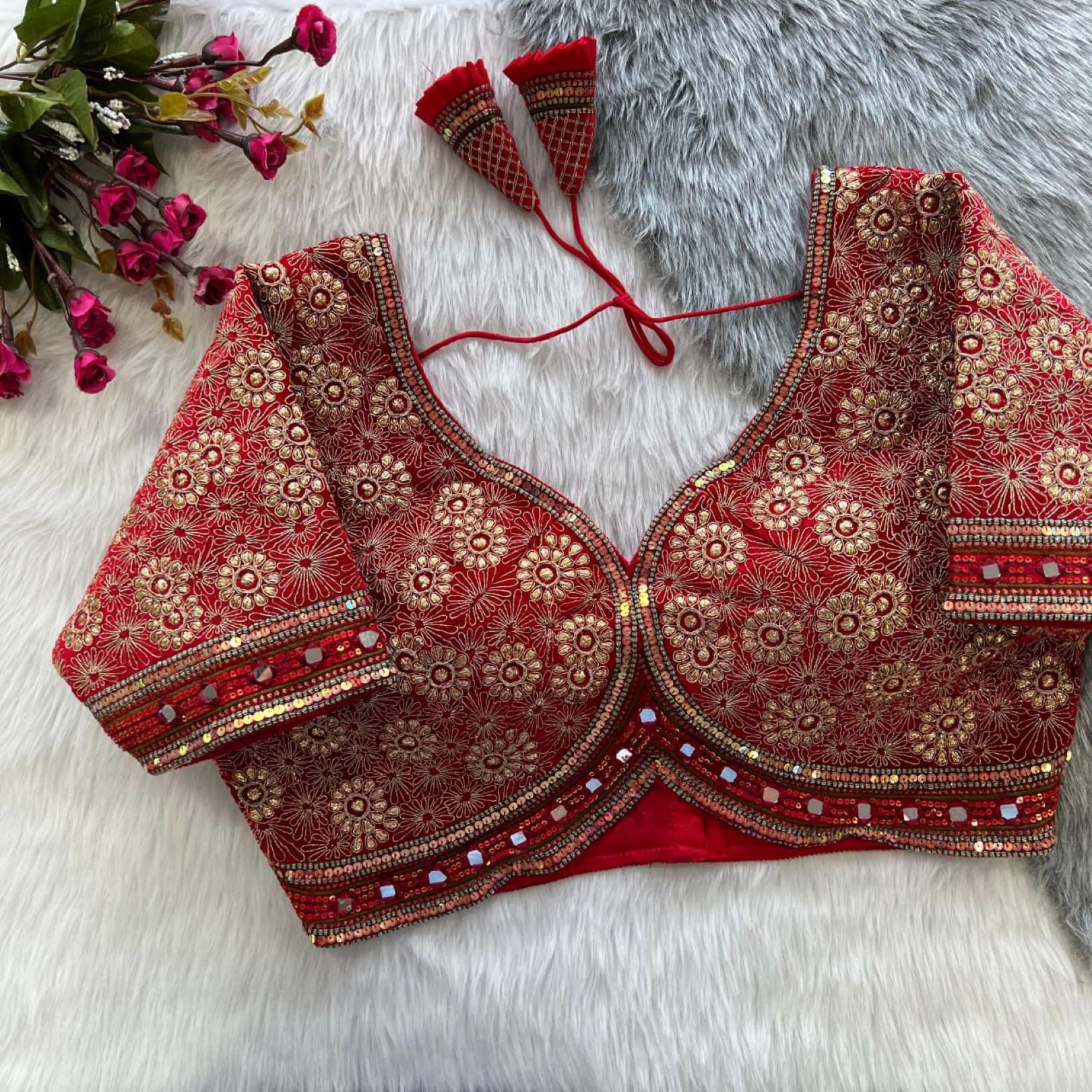 Sumshy Bridal Wear Embroidery Soft Velvet Readymade Blouse