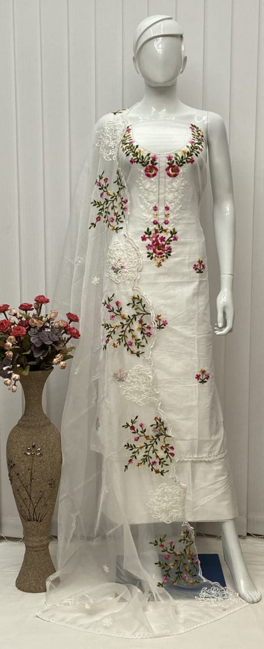 Sumshy Kanika Fancy Dress Material With Embroidery Work