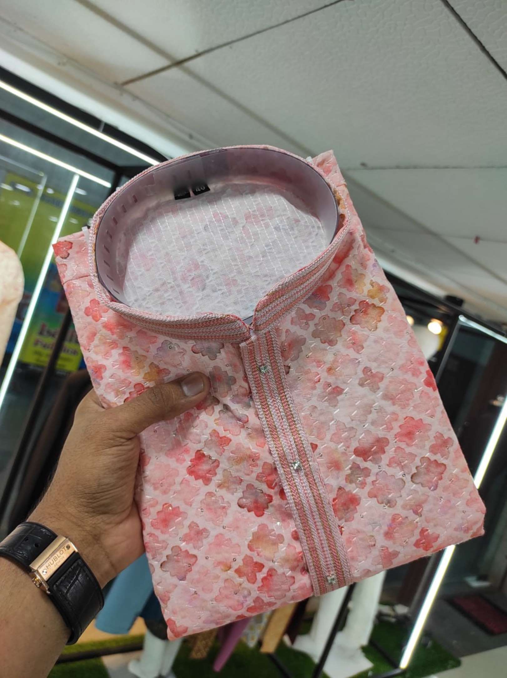 Sumshy Printed Linen Cotton Mix Mens Kurta Pajama