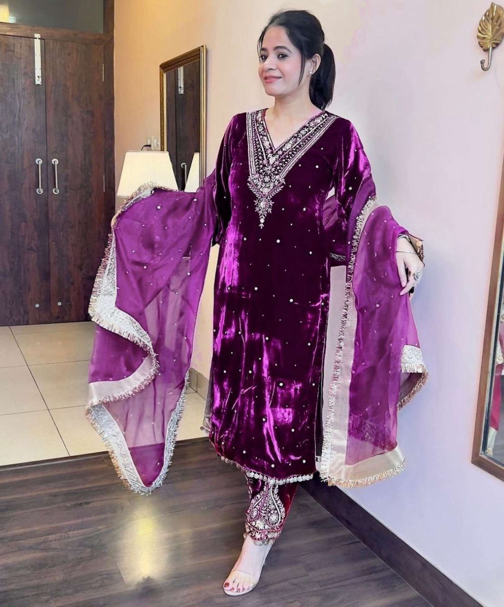 Sumshy Party Wear Velvet Pakistani Dress