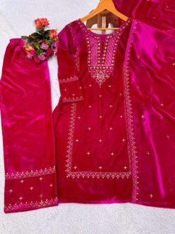 Sumshy Beautiful Pink Velvet Pakistani Dress
