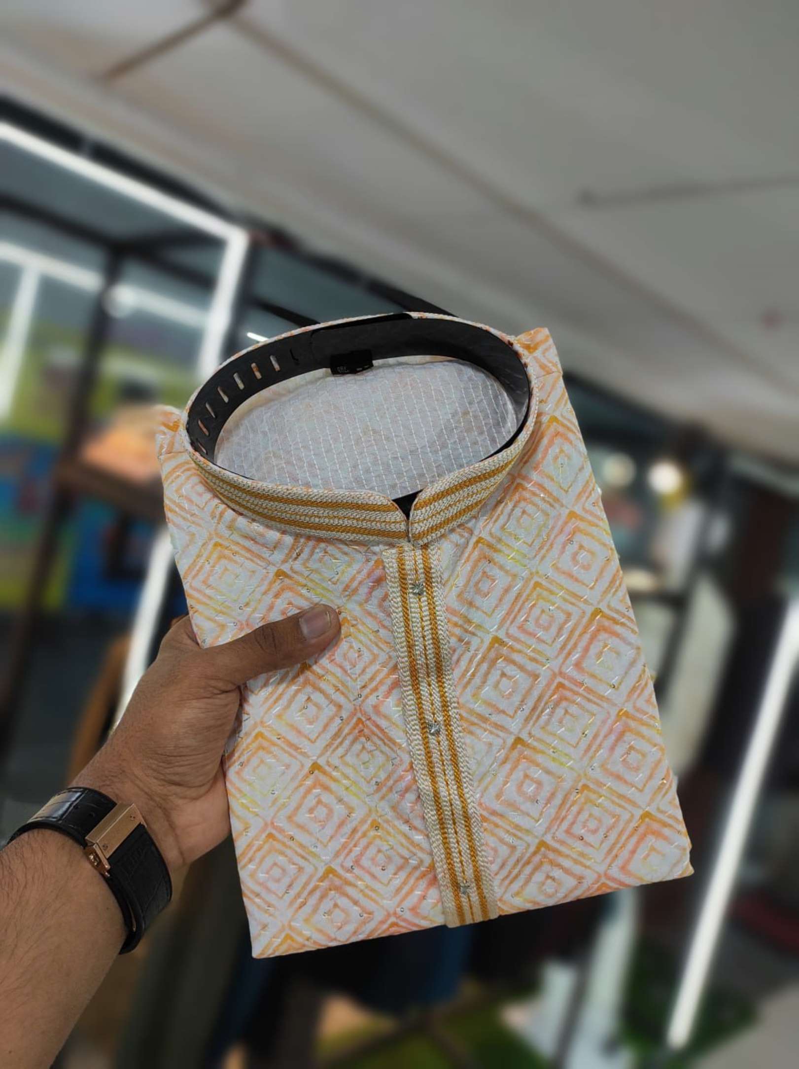 Sumshy Digital Printed Linen Cotton Mix Mens Kurta Pajama