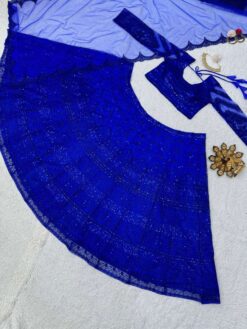 Sumshy Bollywood Style Butterfly Net Blue Lehenga Choli