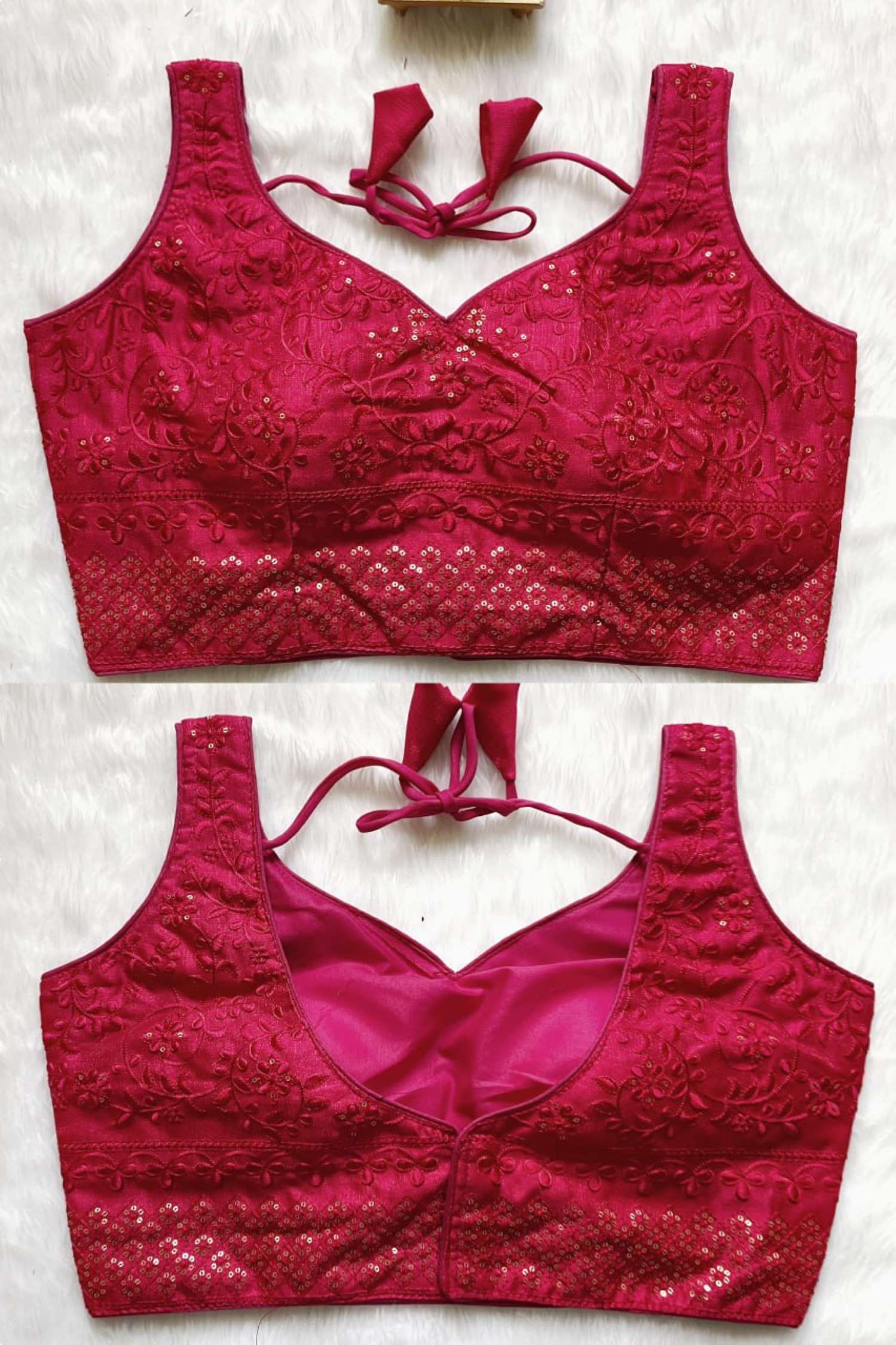 Sumshy New Design Embroidery Milan Silk Readymade Blouse