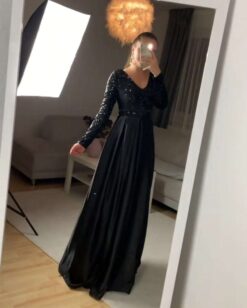 Sumshy Party Wear Black Sequence Heavy Silk Gown