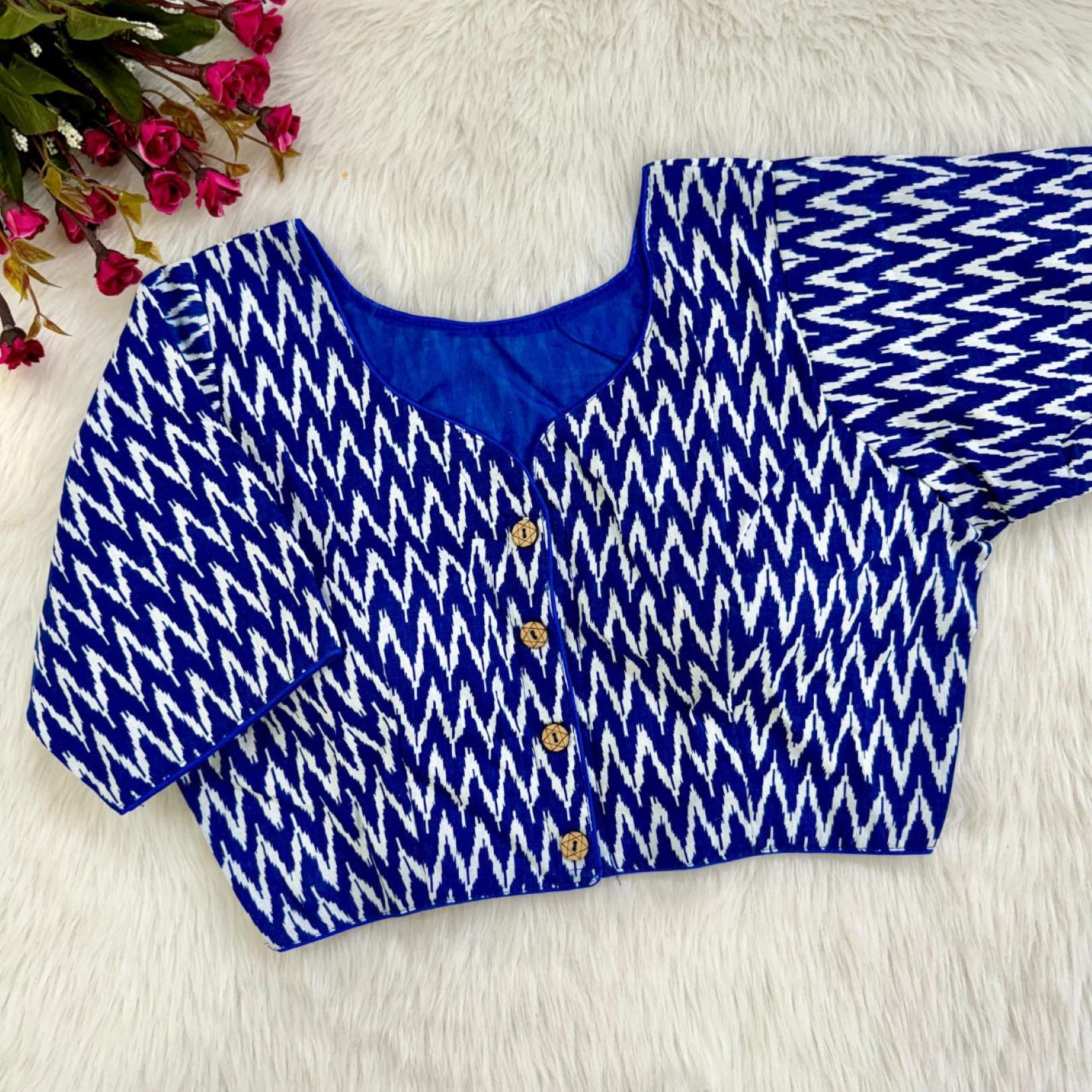 Sumshy Ikkat Printed Pure Erode Cotton Blouse