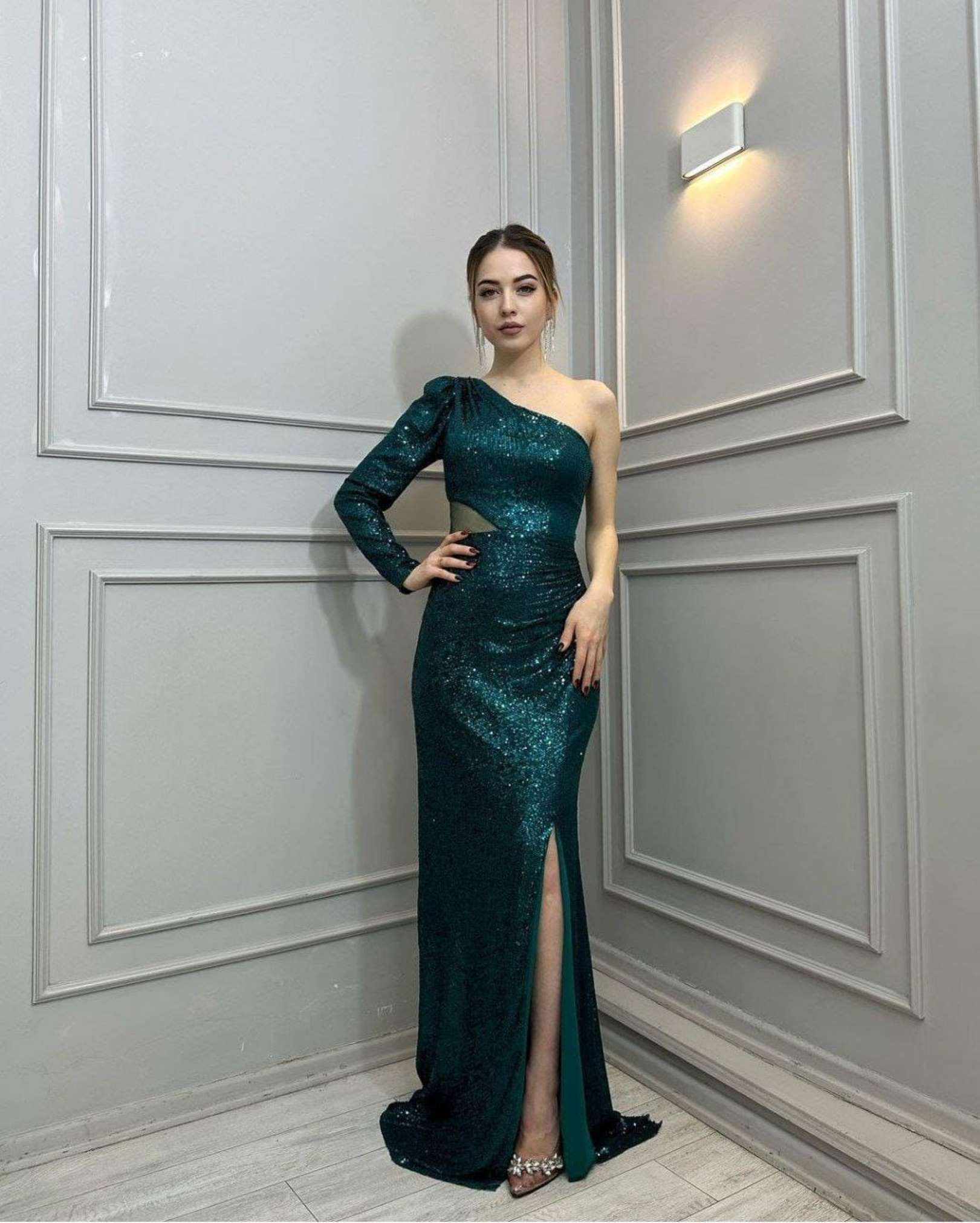 Sumshy Stlylish Georgette Sequence Work Bodycon Dress