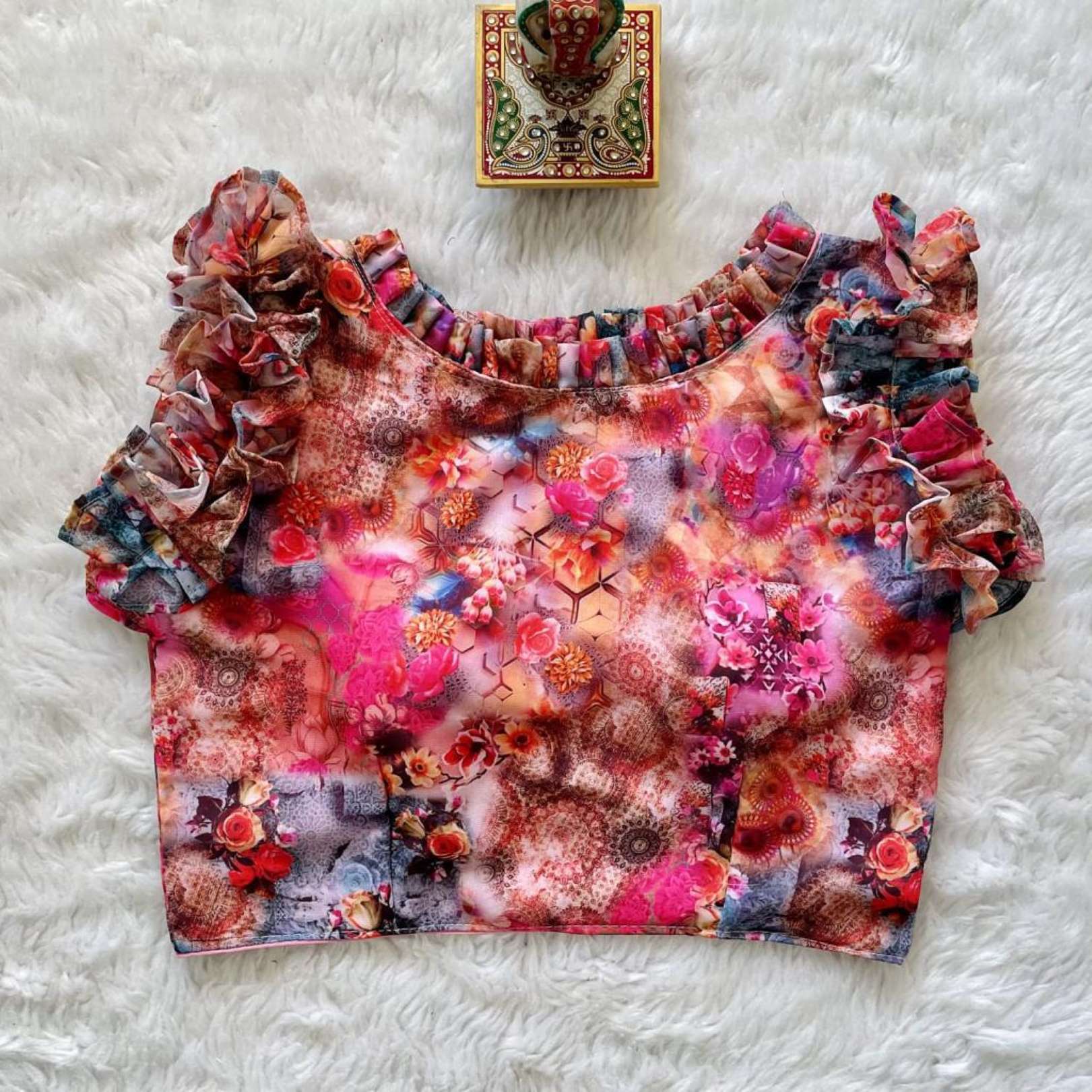 Sumshy Party Wear Floral Print Georgette Readymade Blouse