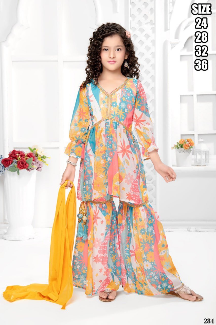 Sumshy Georgette Printed Sharara Suit With Dupatta Wholesale