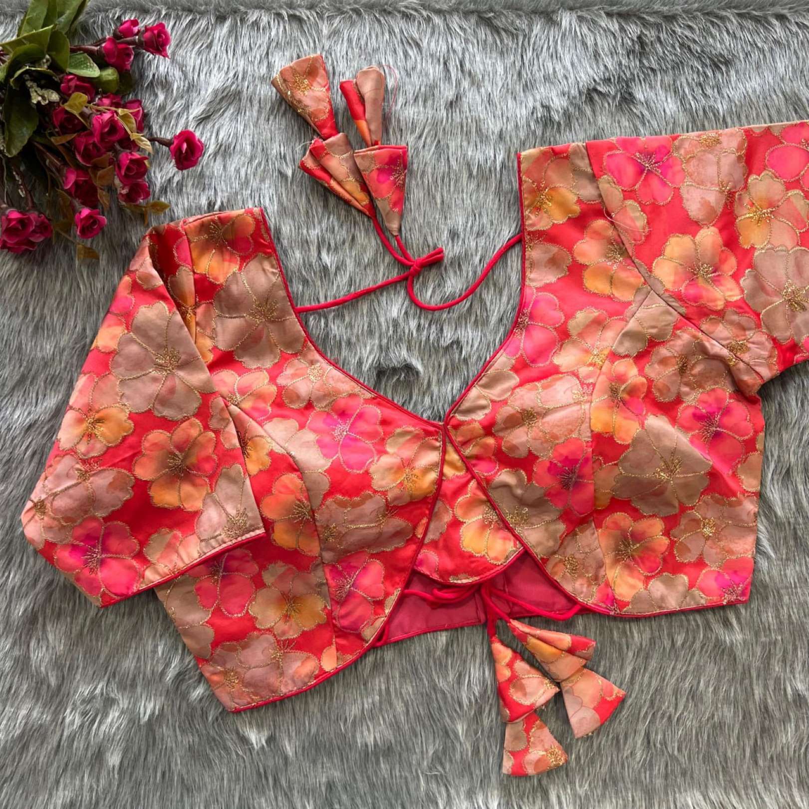 Sumshy Latest Party Wear Embroidery Malai Silk Designer Blouse