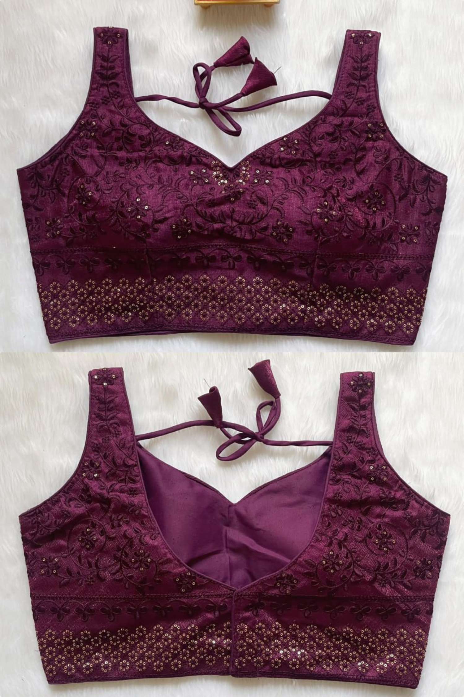 Sumshy New Design Embroidery Milan Silk Readymade Blouse