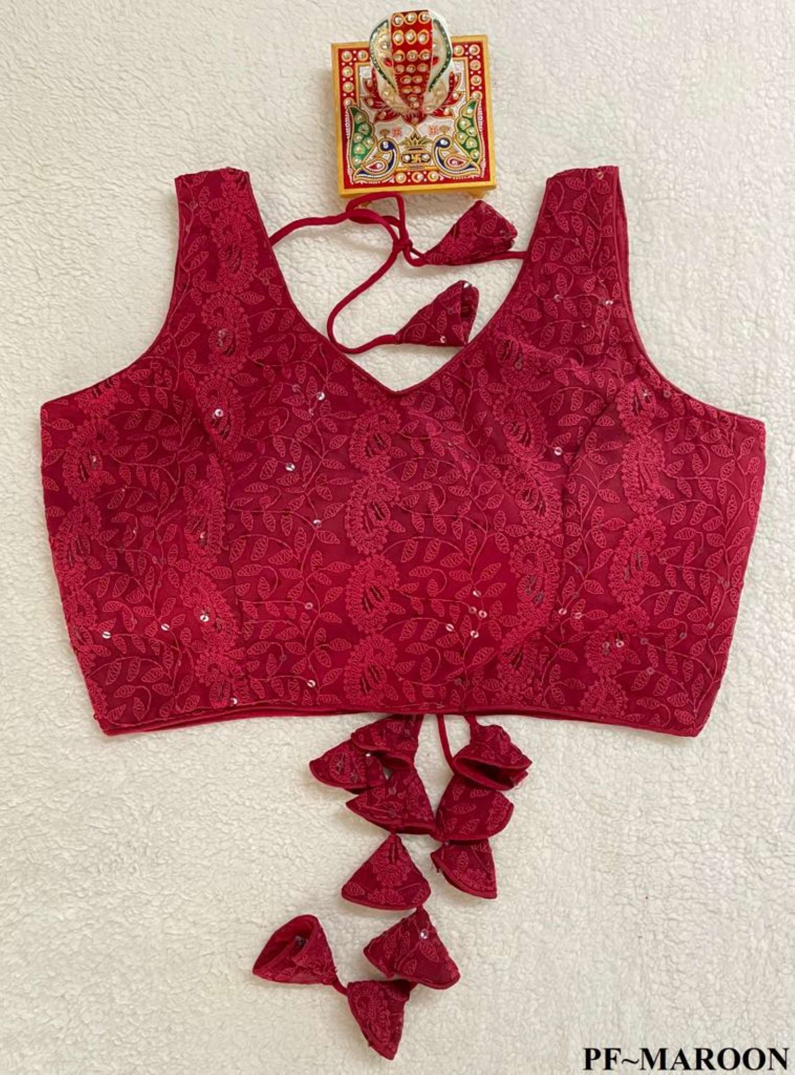 Sumshy Wedding Wear Chickenkari Georgette Readymade Blouse