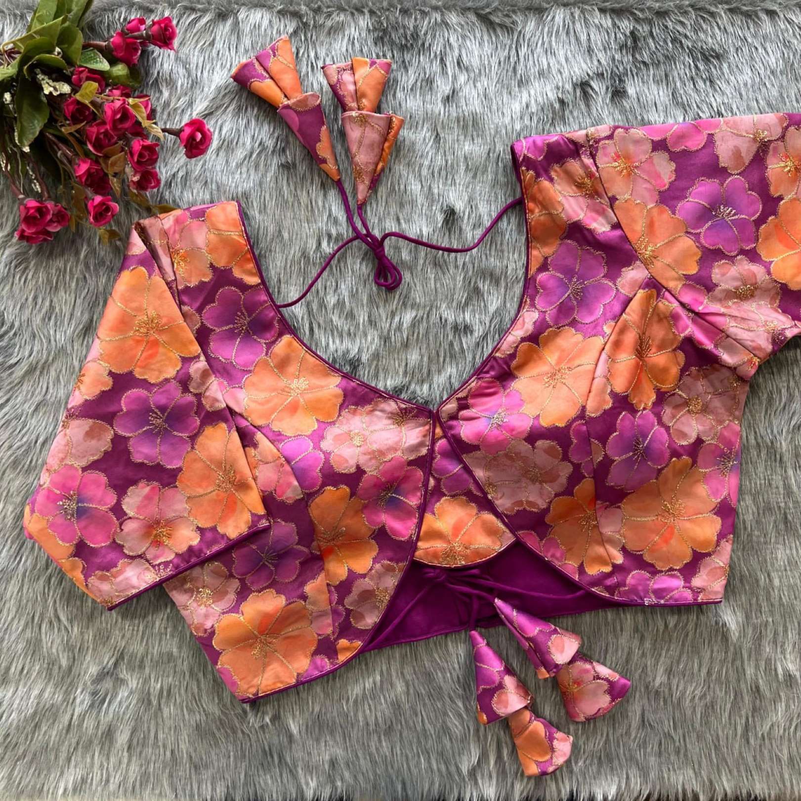 Sumshy Latest Party Wear Embroidery Malai Silk Designer Blouse