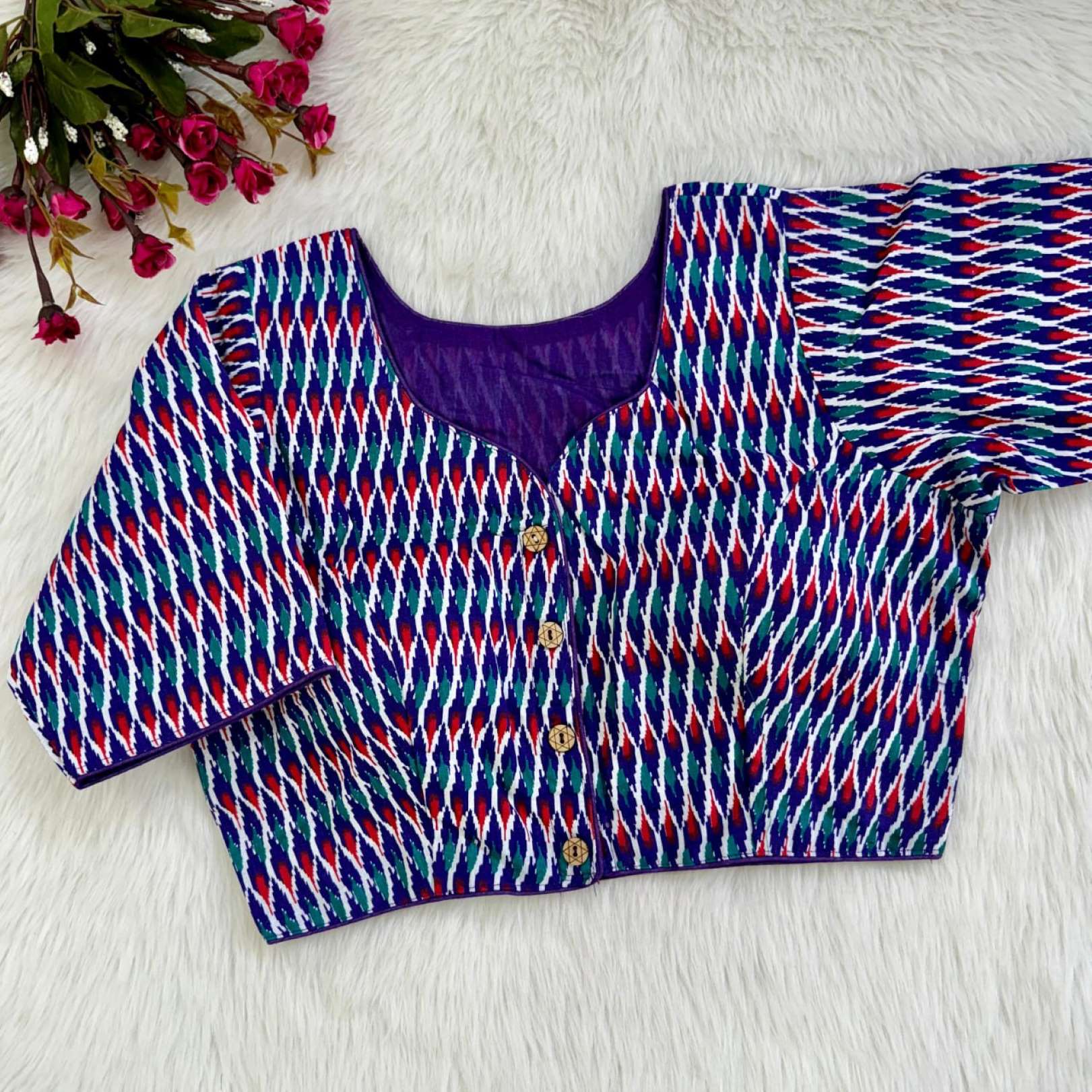 Sumshy Ikkat Printed Pure Erode Cotton Blouse