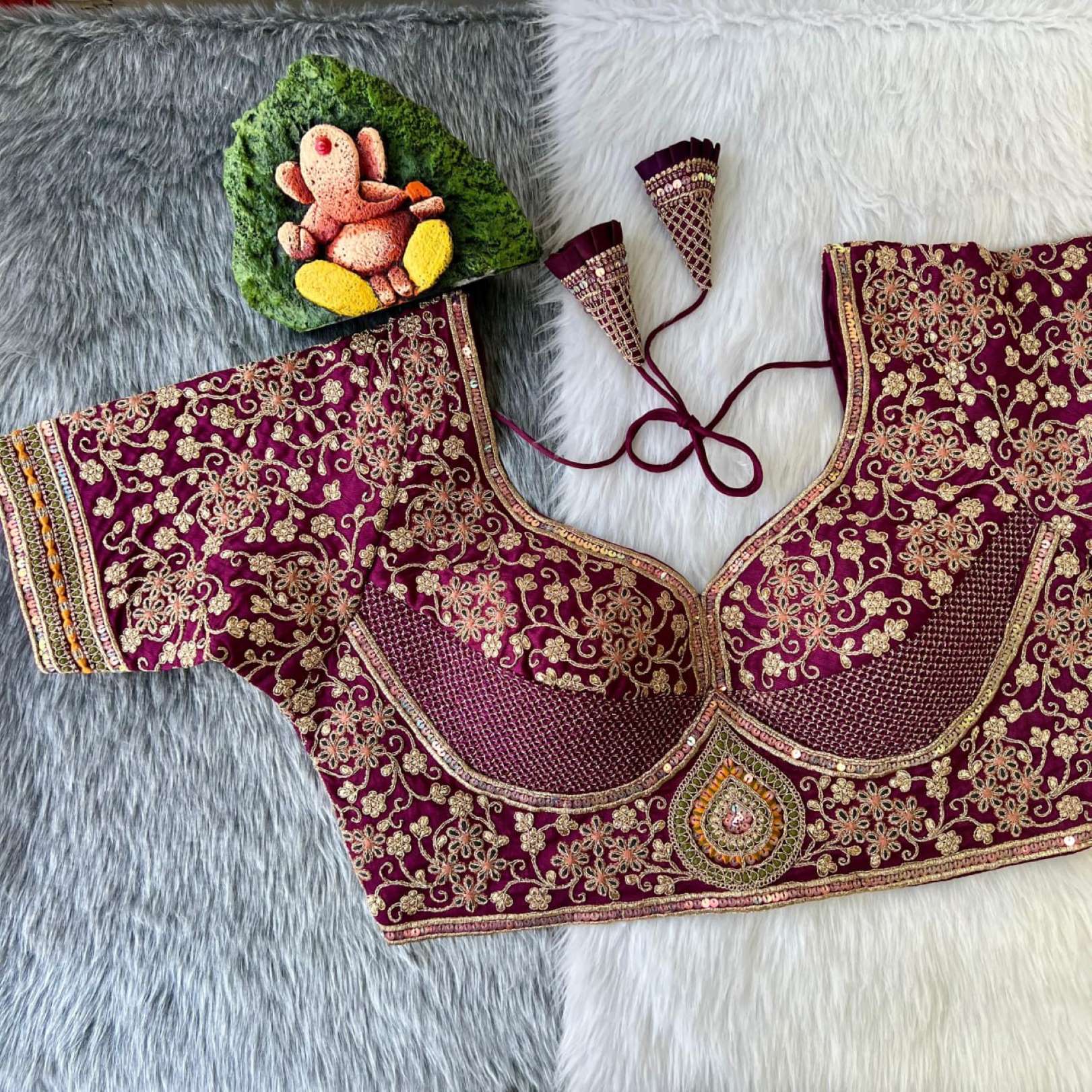 Sumshy Sabyasachi Bridal Timo Slub Embroidery Designer Blouse