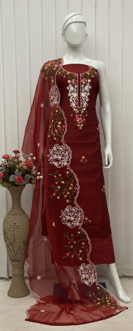 Sumshy Kanika Fancy Dress Material With Embroidery Work