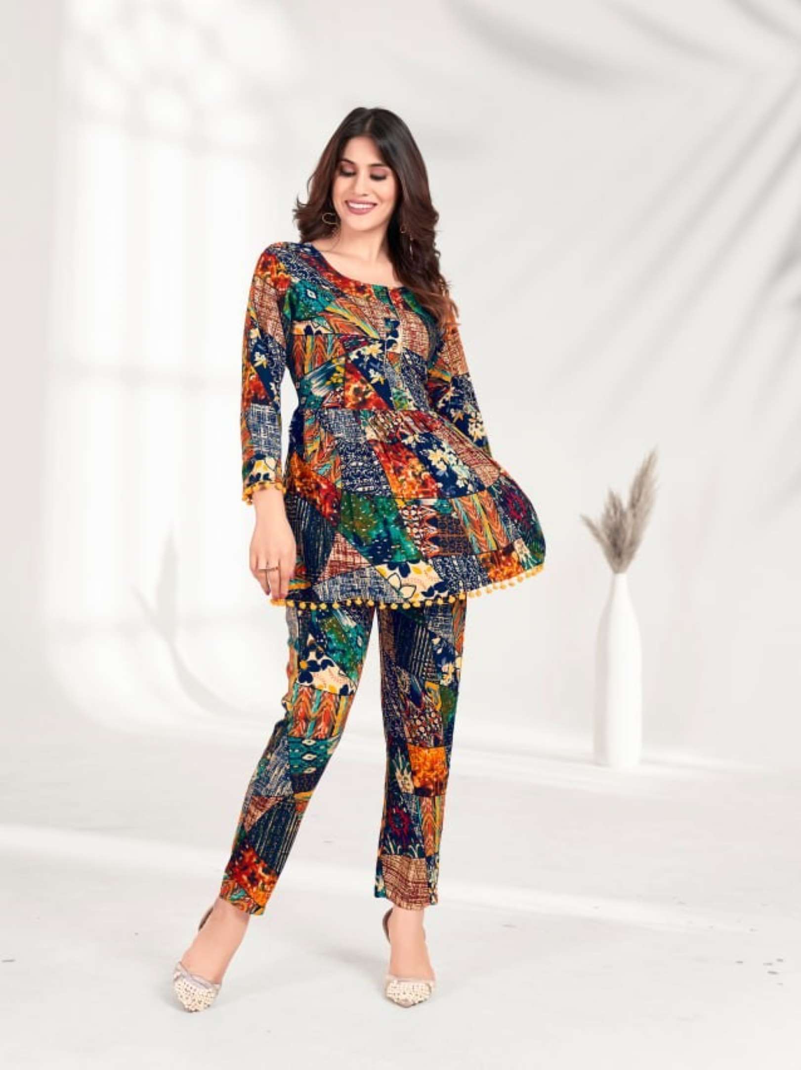 Moksh Milky Printed Premium Rayon Co-ord Set