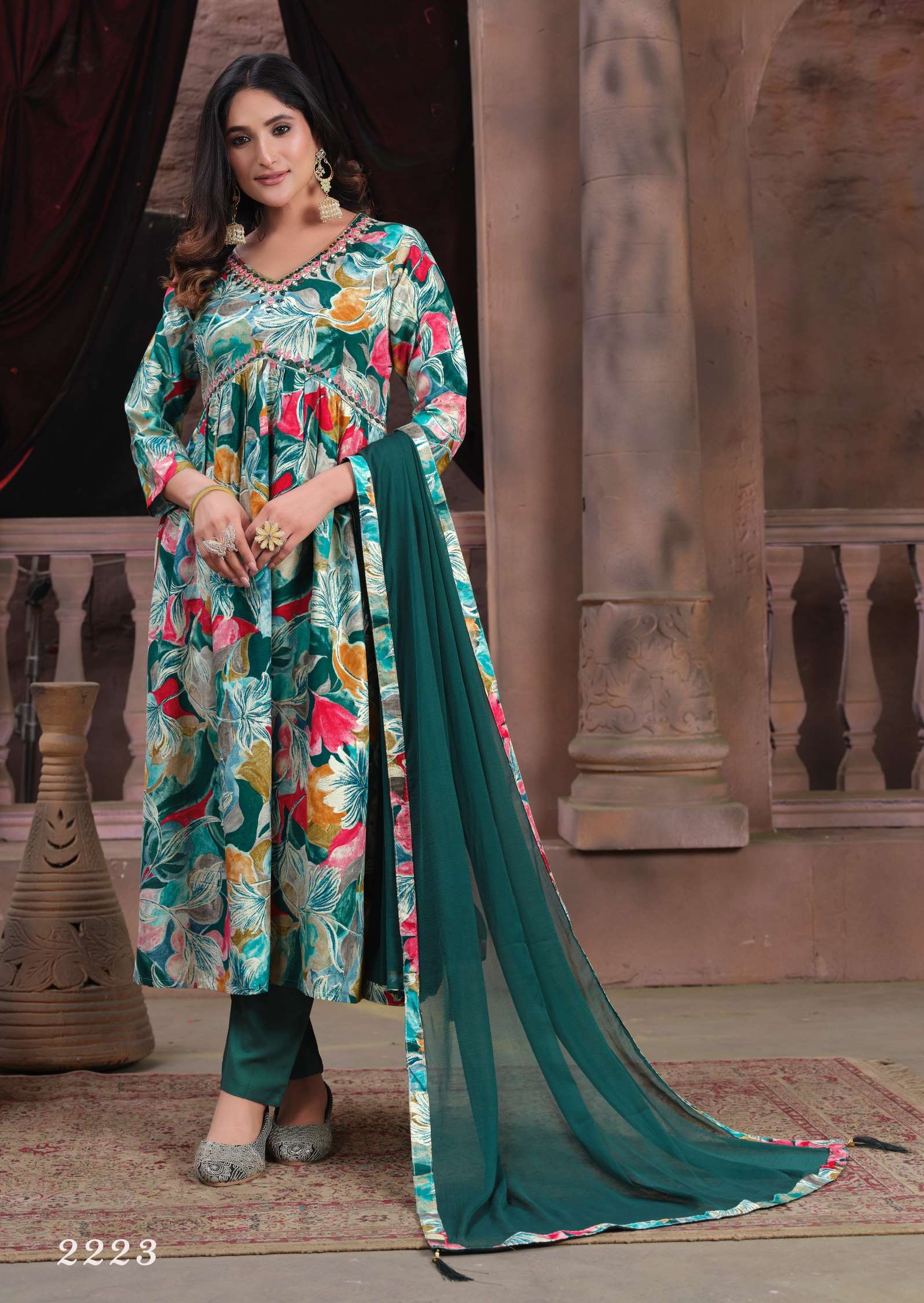 Moksh International Alia Cut Printed Riyon Readymade Dress