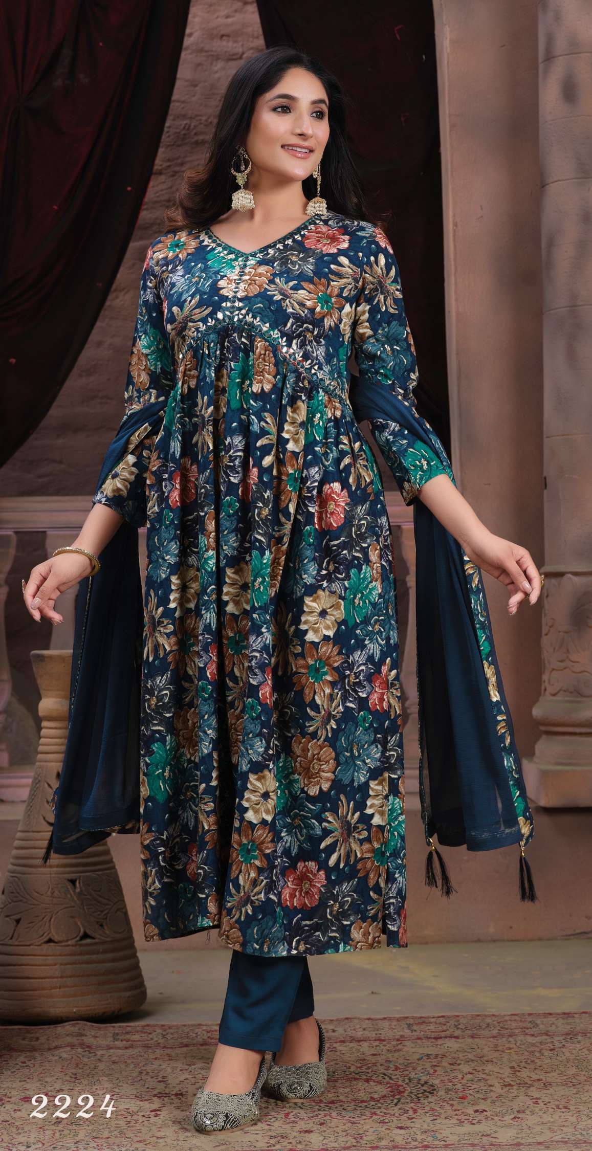 Moksh International Alia Cut Printed Riyon Readymade Dress