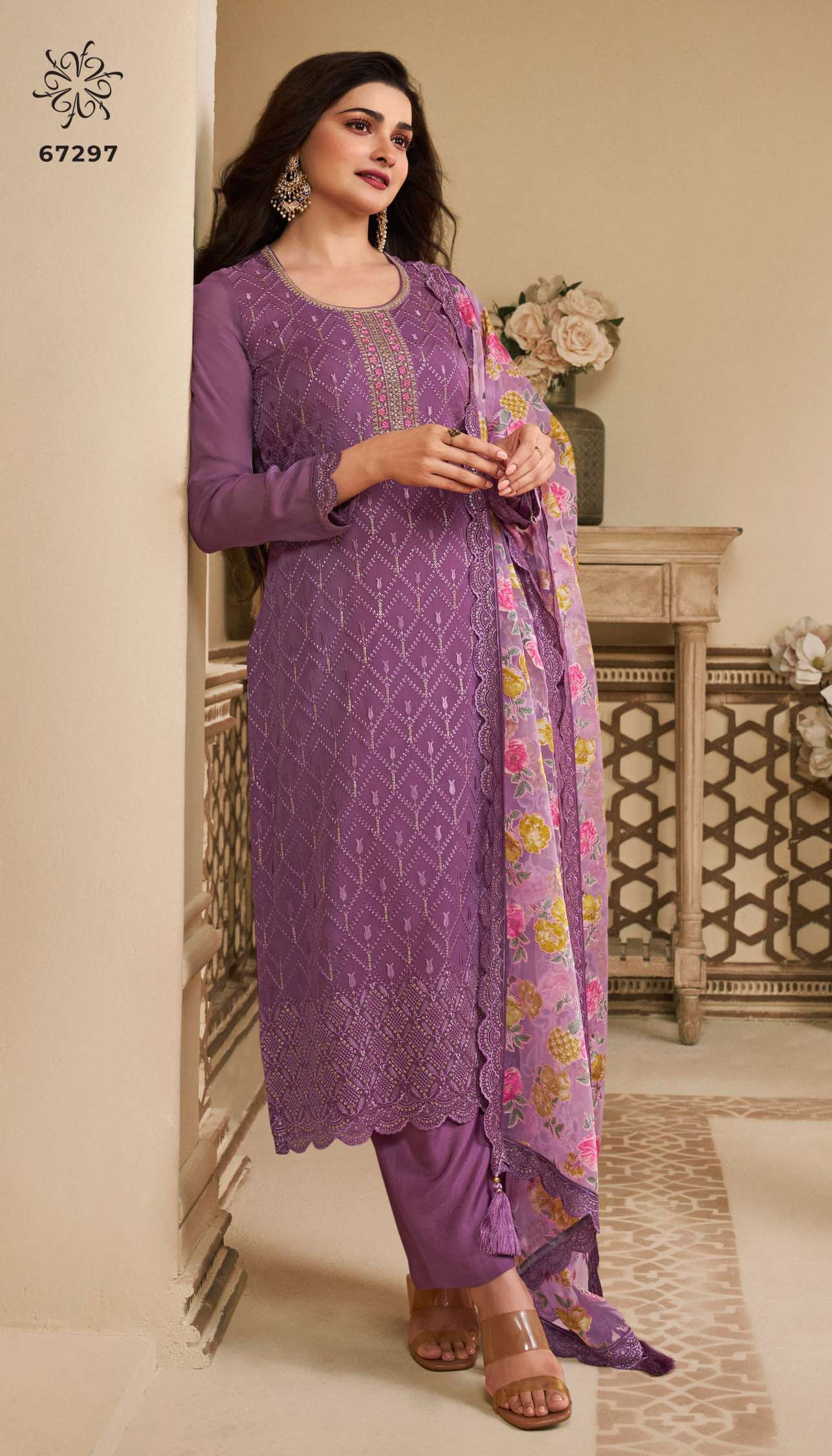 Kuleesh Apoorva Schiffli Embroidered Organza Readymade Dress