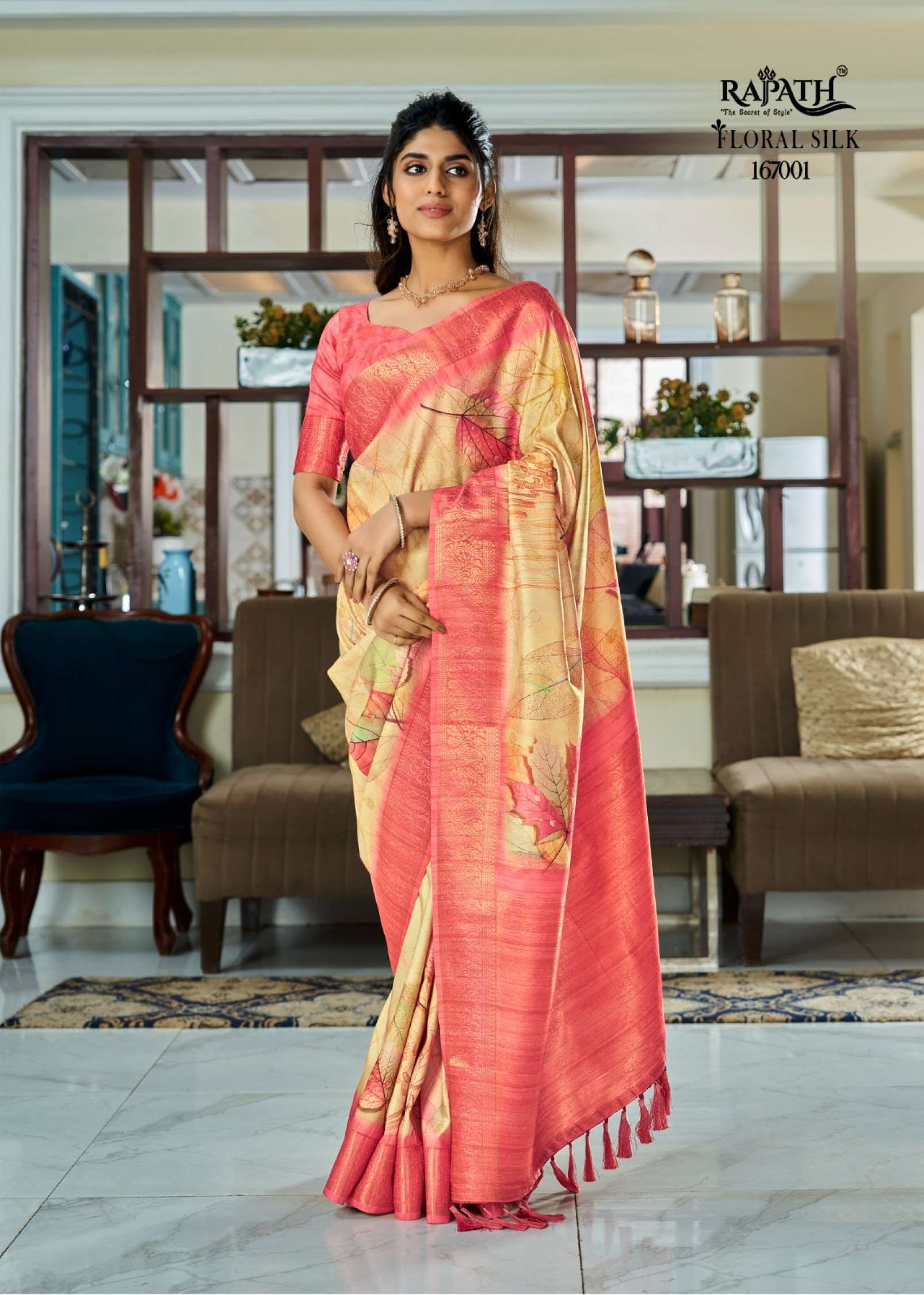 Rajpath Surmani Floral Printed Handloom Silk Sarees