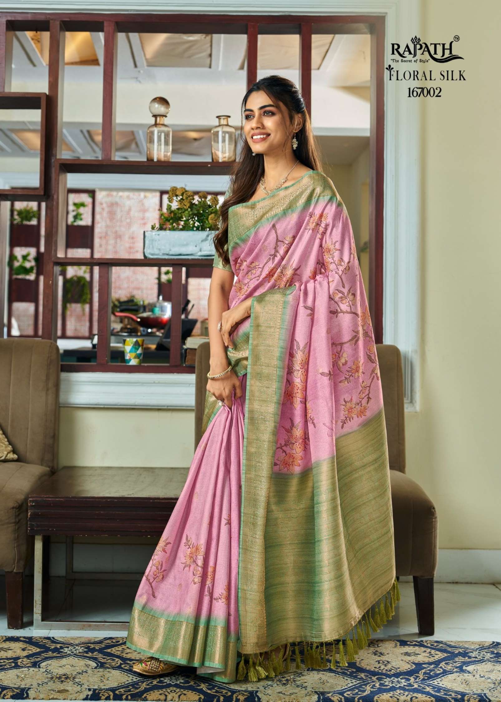 Rajpath Surmani Floral Printed Handloom Silk Sarees