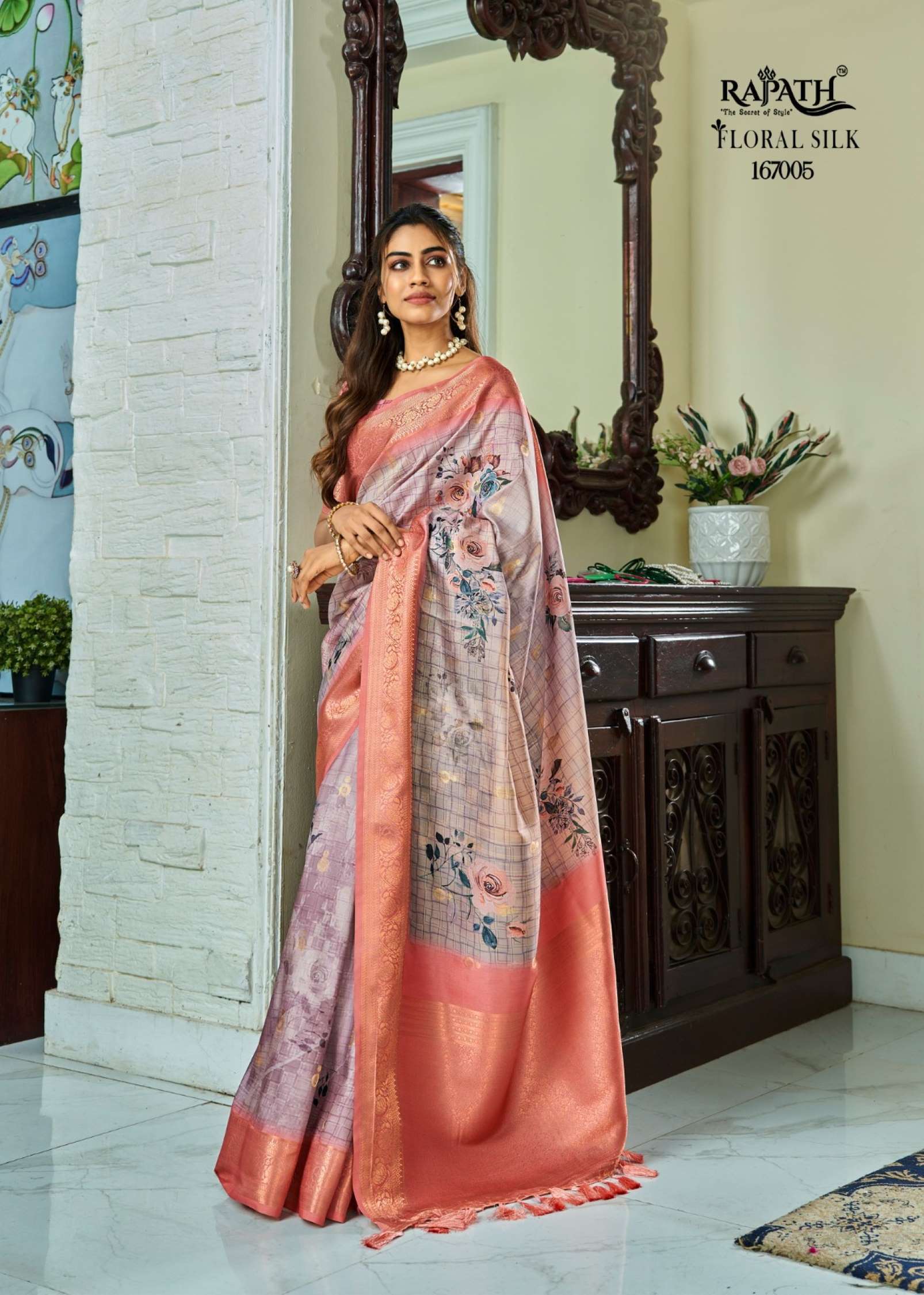Rajpath Surmani Floral Printed Handloom Silk Sarees