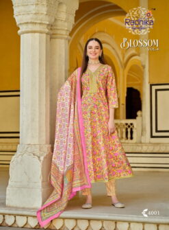 Radhika Blossom Vol 4 Cotton Kurti Bottom With Dupatta 06 Pcs Set