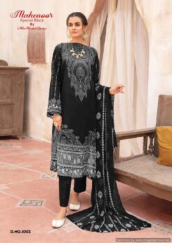 Miss World Mahenoor Black And White Cotton Printed Dress Material