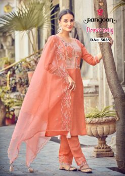 Rangoon Flower Vally Viscose Embroidred Kurti Bottom With Dupatta