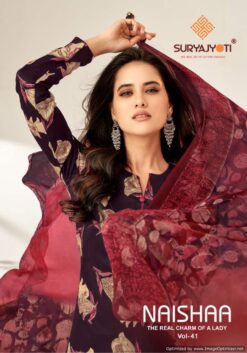 Suryajyoti Naishaa Vol 41 Jaam Satin Printed Dress Material