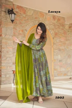 Lucaya Vol 19 Rayon Digital Printed Gown With Dupatta
