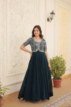 Sumshy 1100 Faux Blooming Gown with Dupatta Collection