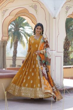 Sumshy 1094 Faux Georgette Gown with Dupatta Collection