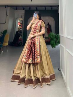 Drifting through traditions in Jacquard silk lehenga choli emerges as the masterpiece and blending tradition with beauty and grace