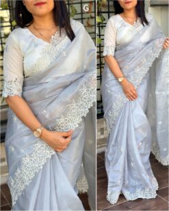 Sumshy White Rose Rangeen Silk Saree Collection